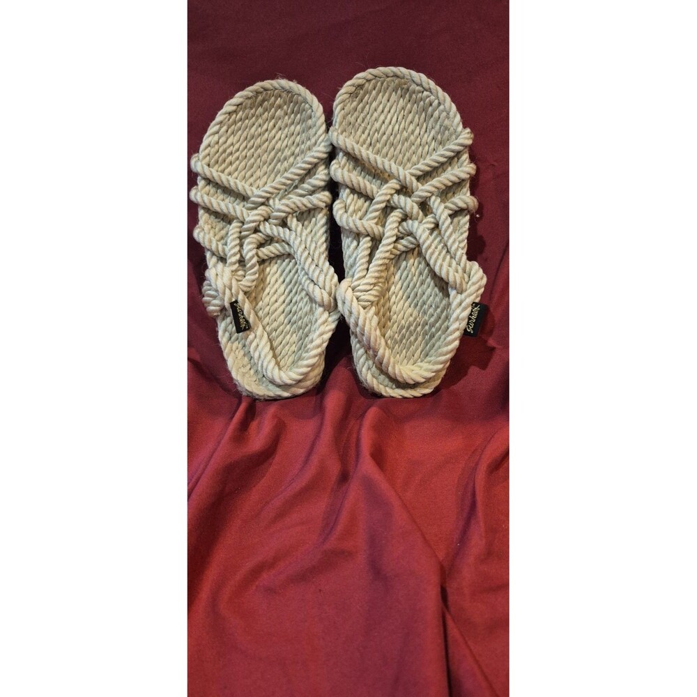 Gurkees Sze 7 Signature Neptune Khaki Rope Sandals Carpet Yarn Comfort Twist EUC